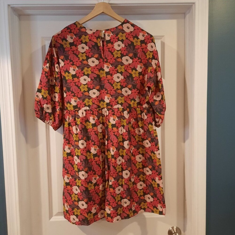 Michelle McDowell Dress Womens Large Floral Rayon Puff Sleeve Boho Lagenlook - Picture 6 of 12